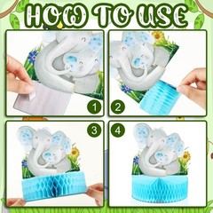 12 Pcs Elephant Themed Baby Shower Decorations Elephant Honeycomb Table Centerpi