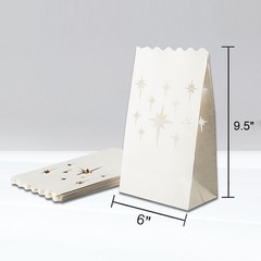 50 Pcs White Luminary Bags Upgraded Moistureproof Candle Bags Stars Design Lumin