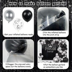 AIBIIN 125 PCS Prom 2026 Party Decorations Black Silver Prom Send Off Graduat…
