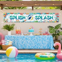 Splish Splash Pool Party Decorations Banner, 118 x 20 Inch Summer Pool Party …
