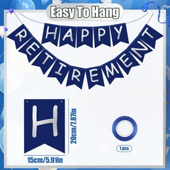 Retirement Party Decorations Blue Silver Happy Retirement Banner Swirls Kit