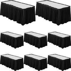 8 Pieces Black Plastic Table Skirts for Rectangle Tables, 14 ft x 29 in Dispo…