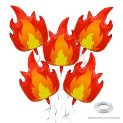 5Pcs 30 Inch Large Fire Balloons, Aluminum Foil Flame Balloons Decorations, R…