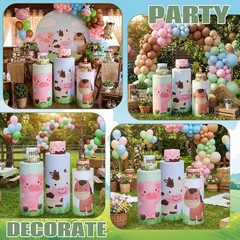 Mindsoft Set Of 3 Farm Animals Spandex Cylinder Stand Covers For Party Animals