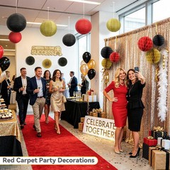 14 Pack Red Black and Gold Party Decorations Kit, Hanging