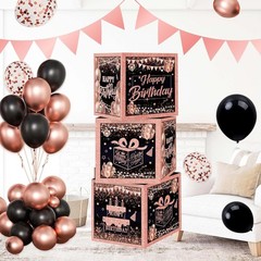 Decoraciones De Cumpleaños En Negro Y Oro Rosa Para Mujeres, Decoraciones NUEVO.