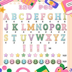 120 Pcs 7 Inch Large Bulletin Board Letters Set Colorful Embroidered Alphabet…