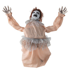 4 Ft. 3 1/4″ Animated Life-Size Bent Backwards Creepy Lady Halloween Decoration