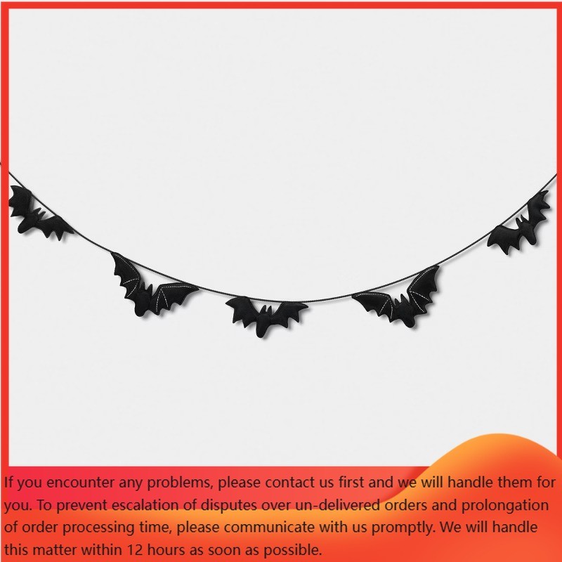 Classic Halloween Velvet Bats Garland-