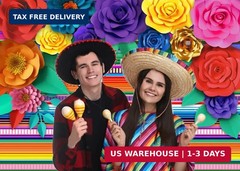 Mexican Theme Party Striped Backdrop Fiesta Cinco De Mayo Paper Flowers Backgrou