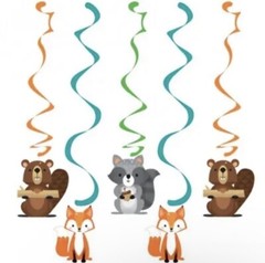 Wild One Woodland Animals Hanging Dangler Decorations 5 Pack 39″ x 4.5″ Paper