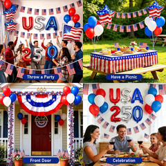 48PCS 4Th of July Golf Cart Decorations Kit, 250Th Anniversary USA Patriotic Par