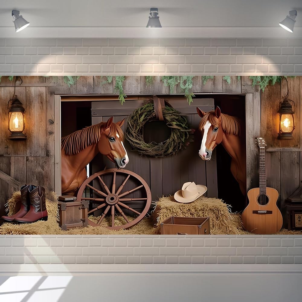 Western Backdrop 20x10ft Cowboy Party Decorations Wild West Rodeo Themed Banner