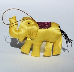 Fair Trade Silk Elephant Hanging Xmas Decoration Set of 2 Handmade in Cambodia
