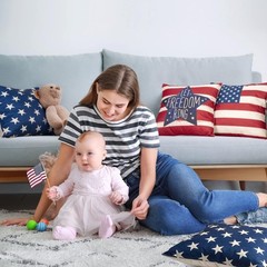 Modern Patriotic Pillow Covers – Stars & Stripes Design