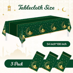 3 Pack Ramadan Table Cloth,Ramadan Decorations for Home,54″ X 108″ Eid