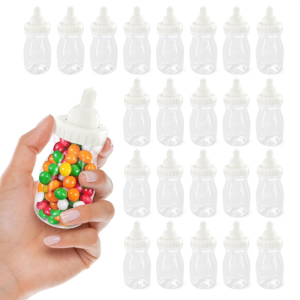 24 Pack Mini Baby Bottle Party Favor Containers Fillable Shower Candy Bottles