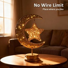 Ramadan Decorations for Home 2026, Crescent Moon and Star Lamp for Eid Mubarak D
