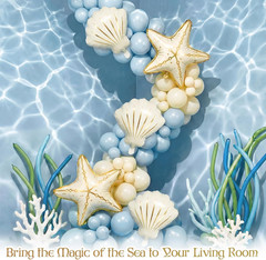 Gejoy 6 Pcs Under The Sea Party Decorations, Starfish & Seashell Foil Balloons,