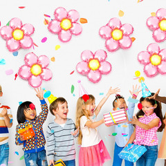 12 Pcs Light Pink Flower Balloon Huge Aluminum Foil Pastel Pink Flower Shaped Gr