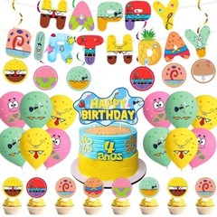 SpongeBob SquarePants Theme Kids Happy Birthday Shower Ceremony Colorful Party