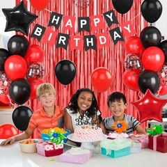 Red and Black Party Decorations for Men Women Boys Girls Confetti Red Black