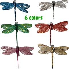 Sparkling Dragonfly Clip On Ornaments – 48pc 4″ Metallic Craft Embellishments