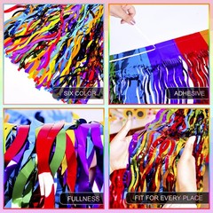 Metallic Foil Fringe Table Skirt, 2Pc Party Decor For Pride Bridal Shower