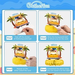 Versatile Beach Themed Party Set: Fun Honeycomb Centerpieces for All Occasions