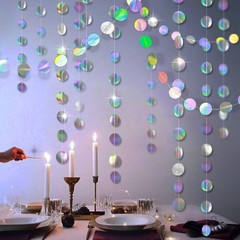 Iridescent Party Decorations Holographic Circle Garlands Disco Theme Decorati…