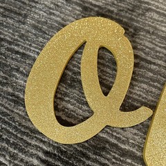 Gold Glitter One Letters Sign for First Birthday 1st Decoration O N E 8” Cursive