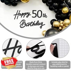 TONIFUL 50th Glitter Black Felt Happy Birthday Sign