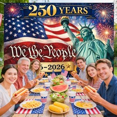 250 Years of Freedom Backdrop 5×7 Ft – USA 4th of July Party Decorations