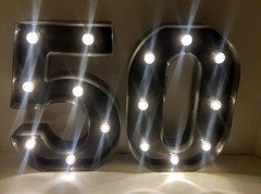 Light Up Black «50» LED Number Lights for 50th Birthday/Anniversary Party