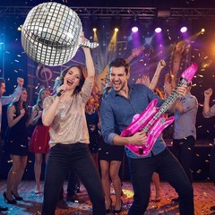 Inflatable Disco Ball Guitar Props Retro Party Accessories for 80s 90s Celebr…