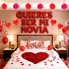 Quieres Ser Mi Novia Balloon Set w/ Rose Petals Valentine Decor