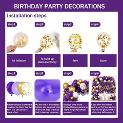 Purple and Gold Birthday Decorations for Women,Party Supplies with Happy Birthda