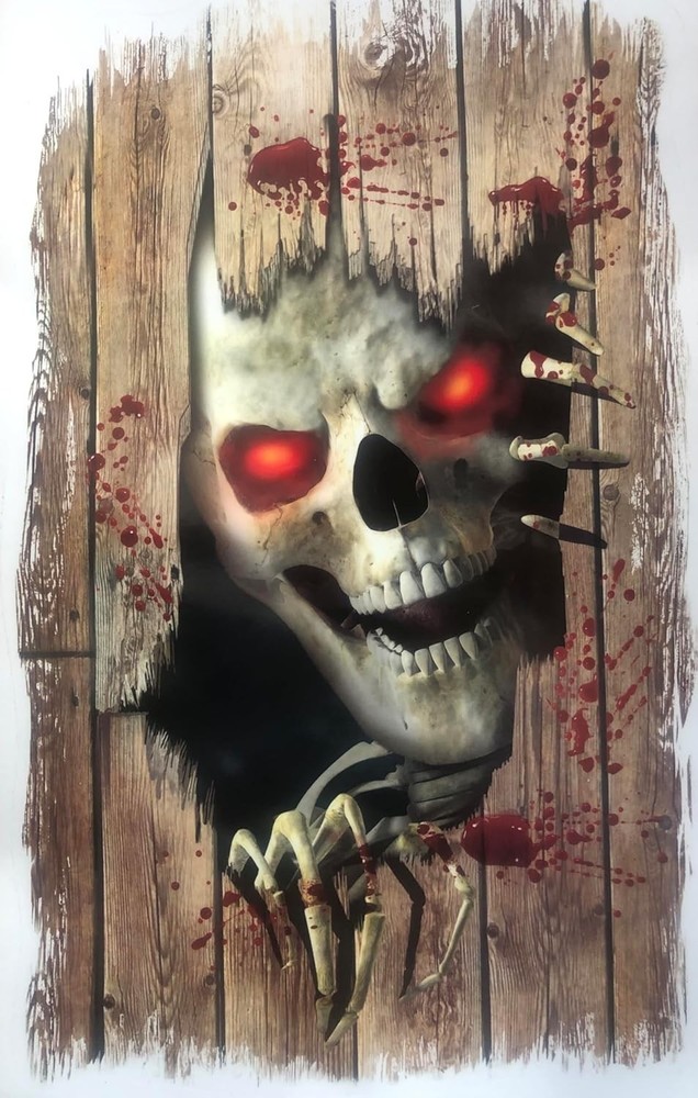 Gothic Horror-PEEPING REDEYE SKULL-Wall Sticker Floor Cling Halloween Decoration