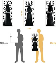 Halloween Decorations Window Clings Decor: 3pcs Large Realist Dark Black