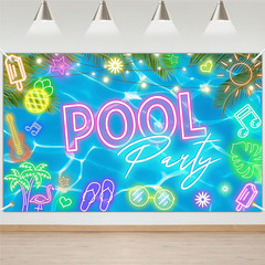 Summer Pool Party Backdrop Glow Swimming Pool Beach Party Decorations Summer Poo