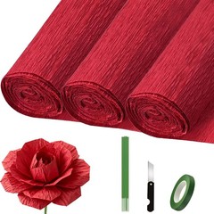 3 Rolls Red Crepe Paper Heavy MultiColor Party Decor 9.8 Inch x 8.2 ft