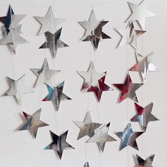 Silver Star Garland Banner Decorations – 156 Feet Bright Silver Paper Garland