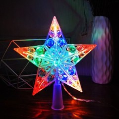 Nordic Christmas Tree Star with LED Light Battery Crystal Bead Treetop