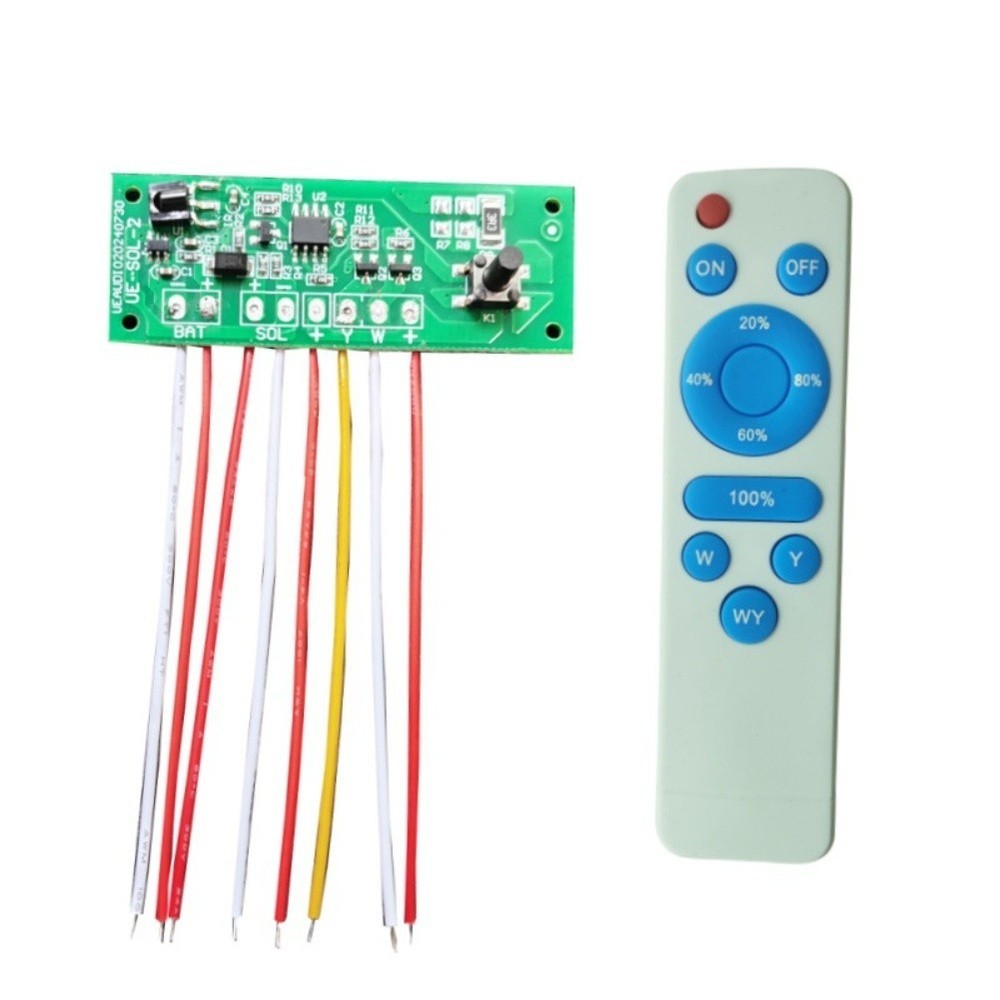 Solar Garden Light Circuit Board with Remote Control for Dual White Yellow LEDs
