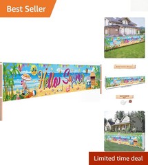 Durable Polyester Hello Summer Banner – 118 x 20 Inch for Outdoor Fun
