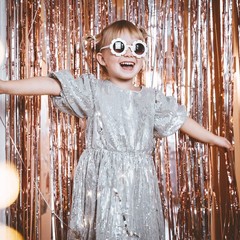 2 Pack Foil Fringe Backdrop Curtains 3.3×6.56 Feet Bling Blue Streamers