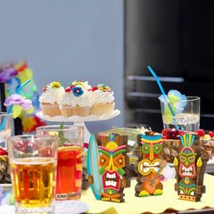 3 Pcs Hawaiian Luau Party Tiki Decorations 5.11 Inch Multicolor Table Decor