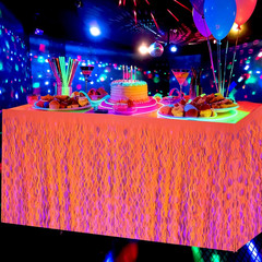 2 Packs Glow in the Dark Party Supplies Neon Party Table Skirts Streamers Decora