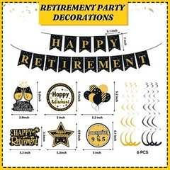 Retirement Party Decorations for Men Women Black Gold Happy Retirement Banner…