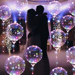 10* Light Up Clear Balloons 20 inch BoBo Bubble Graduation Birthday Party Decor